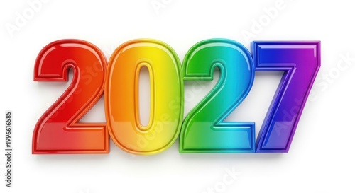 Rainbow Year 2027 Numbers - Vibrant Celebration and Future Concept