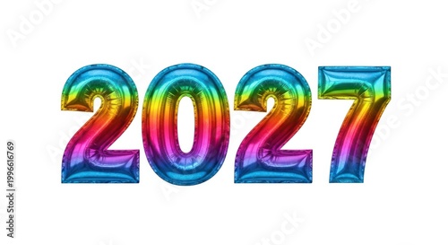 Colorful 2027 Balloons - New Year Celebration, Festive Greeting