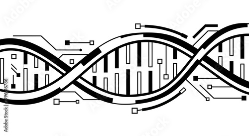 Digital DNA Helix with Circuit Board Elements