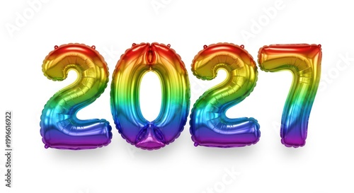 Rainbow Balloons 2027 Number Celebration, Party, New Year, Pride