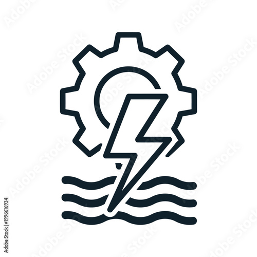 Gear and wave symbol logo design isolated on transparent background