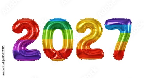 Rainbow Balloons Forming the Year 2027