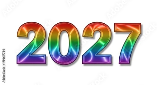 2027 Rainbow Text Effect - Colorful Year Number Celebration