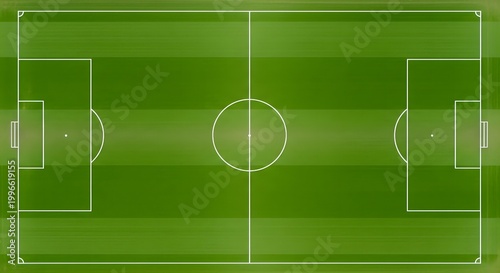 Soccer Field Top View Background, Football Pitch Layout with Marking Lines, Green Grass Texture