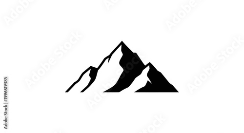 Minimalist Mountain Peak Silhouette, Black and White, Vector Graphic