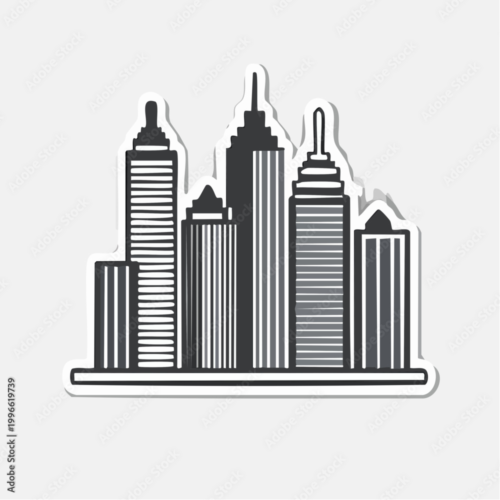 Fototapeta premium Stylized City Skyline with Tall Buildings