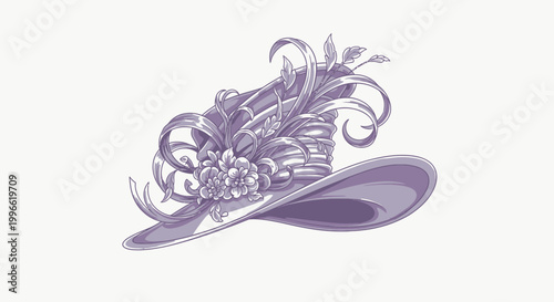 Elegant Purple Royal Ascot Ladies Hat Vector Illustration