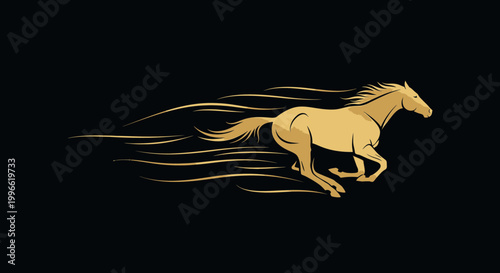 Royal Ascot Horse Racing Golden Galloping Stallion Vector Illustration