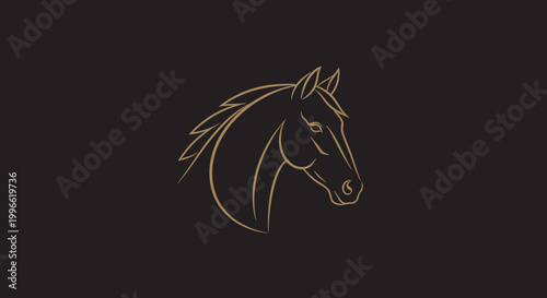 Elegant Gold Horse Head Vector Illustration for Royal Ascot