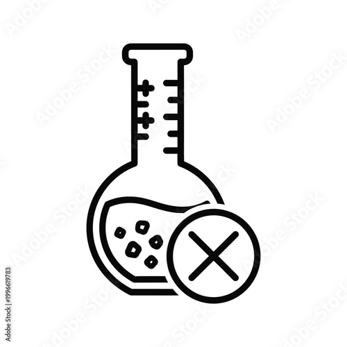 laboratory flask with radioactive hazard symbol isolated on transparent background