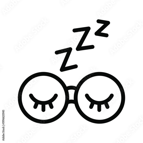 Sleepy glasses with zzz isolated on transparent background
