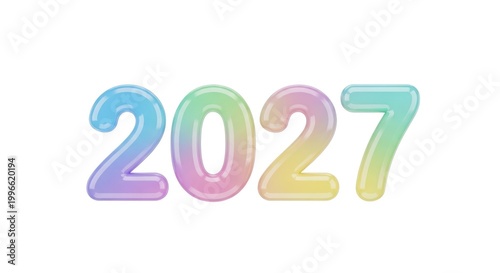 2027 Year Number Balloons, Rainbow Gradient, Party Celebration