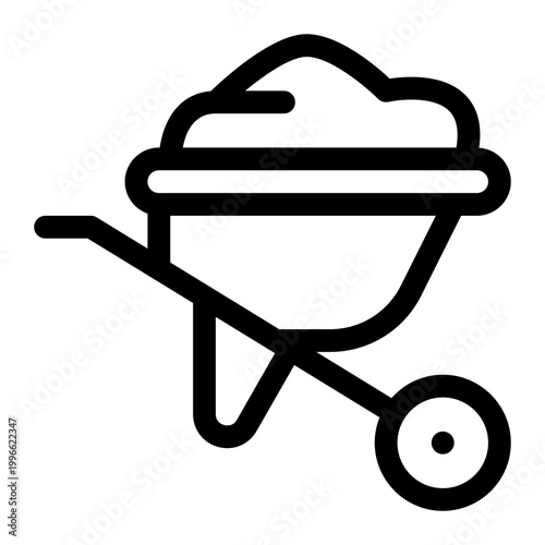 Wheelbarrow Outline Icon, Cart Garden, Tool Equipment, Container