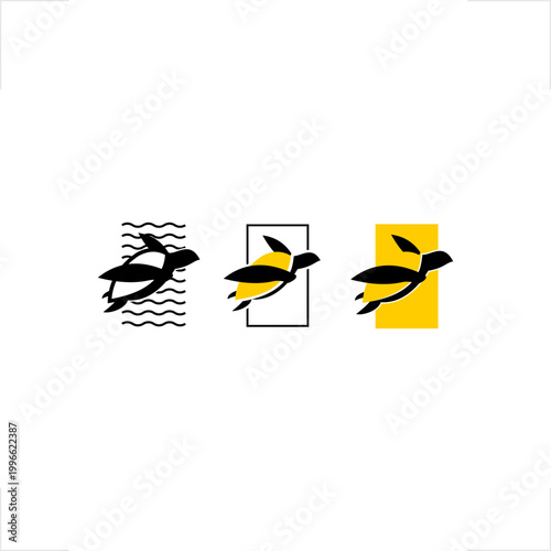 Versatile turtle niche logo for education and maritime industry, featuring minimalist tech style. Perfect for oceanography learning platforms, marine research software, diving activity branding 