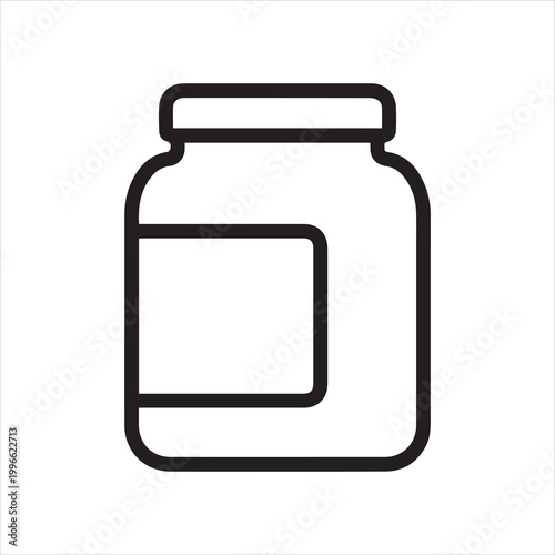Supplement jar, linear icon. Vitamins and dietary nutrition support. Line with editable stroke.