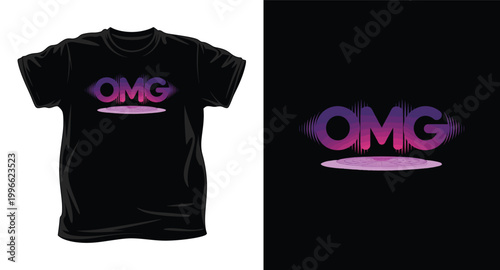 Black t-shirt with omg pink logo