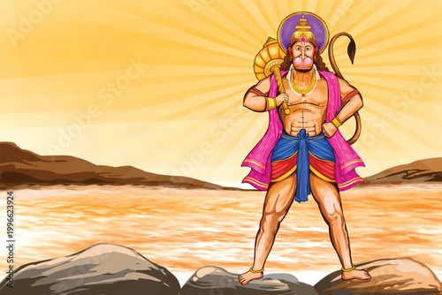 Lord Hanuman Standing Illustration Vector Art
