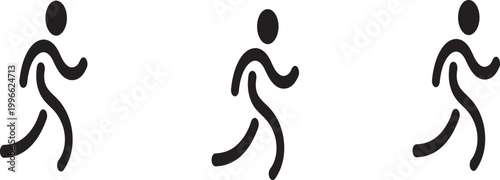 Run Symbol: Simple icons depict dynamic individuals in motion, perfect for conveying energy and action. 
