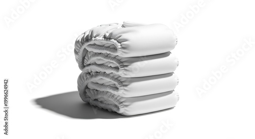 Stack of White Pillows on White Background