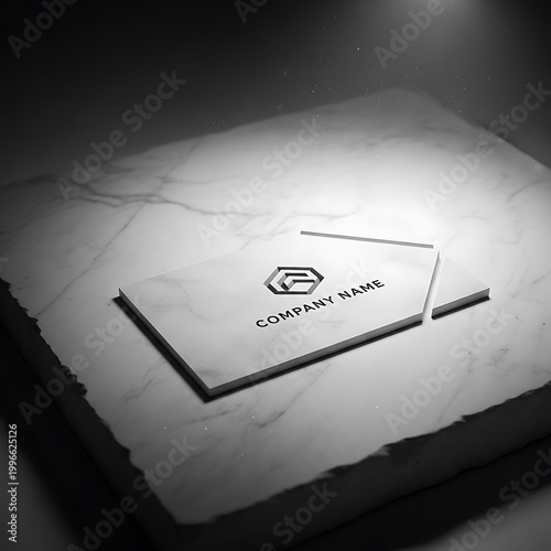 Business Card on Marble Desk in Dark Room