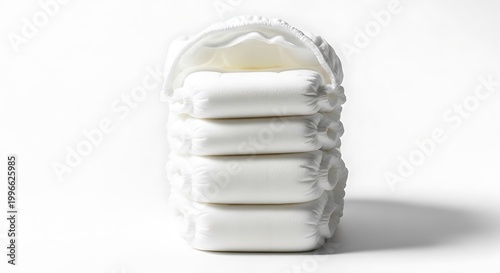 Stacked White Soap Bars on White Background