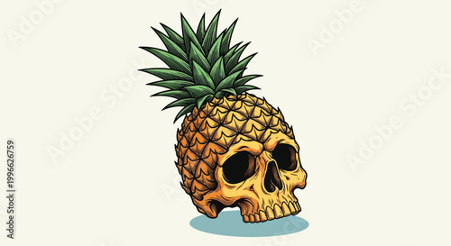 Skull Pineapple Hybrid Illustration 1.
