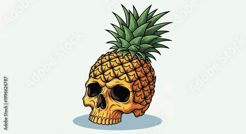 Skull Pineapple Hybrid Illustration 2.