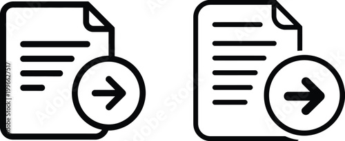 Document, transfer icon set showing data exchange and navigation flow, file sharing and communication concept, modern vector illustration design.