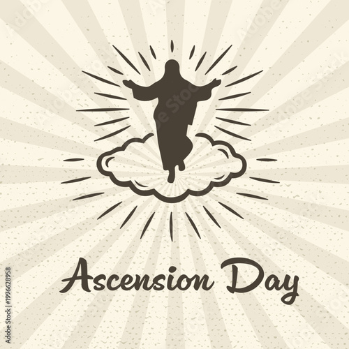 Happy Ascension Day Jesus Christ Greeting.Vector Illustration