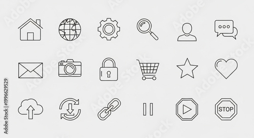 Collection of web and media icons.