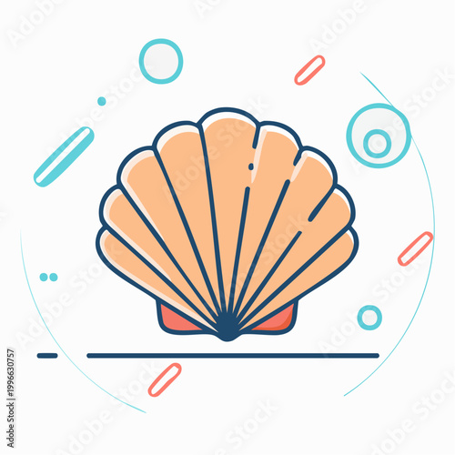 Stylized Illustration of a Scallop Shell