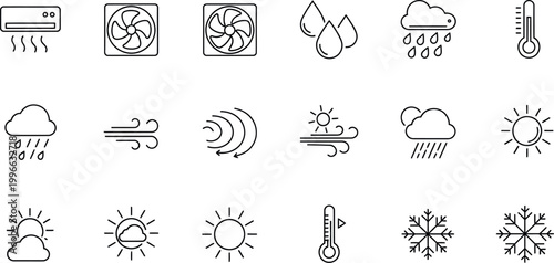 Weather icons set a collection of atmospheric condition symbols