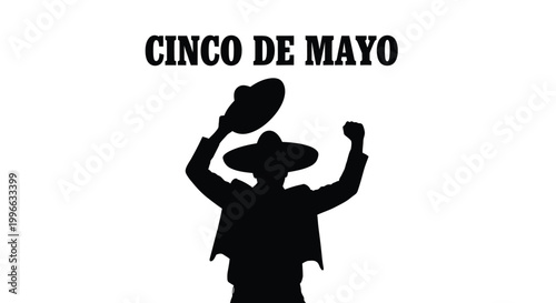 Silhouette of a joyful man wearing a sombrero celebrating during the annual cinco de mayo festival