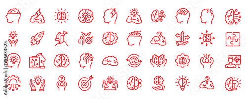 WebBrainstorming web icons in line style. Brain, idea, smart, creativity, skill, collection. Vector illustration.