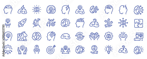 WebBrainstorming web icons in line style. Brain, idea, smart, creativity, skill, collection. Vector illustration.