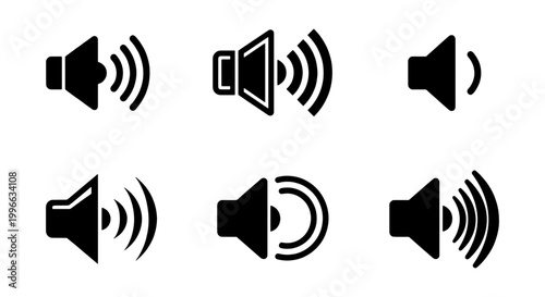 Εκτύπωση καμβά Volume Icon Set Minimalist Black And White Vector