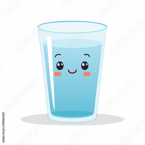Cute Kawaii Glass of Water with Smiling Face