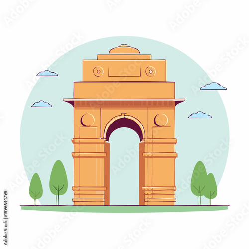 Illustration of India Gate, New Delhi