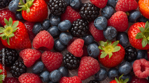 Fresh Mixed Berries on White Background