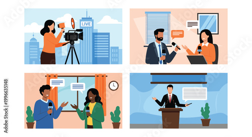 Diverse group of young adults standing thoughtfully with question marks in thought bubbles above their heads.