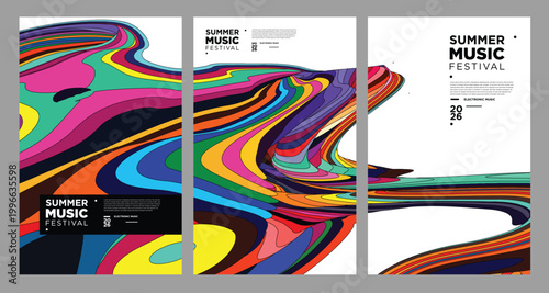 Colorful abstract poster design for summer music festival event