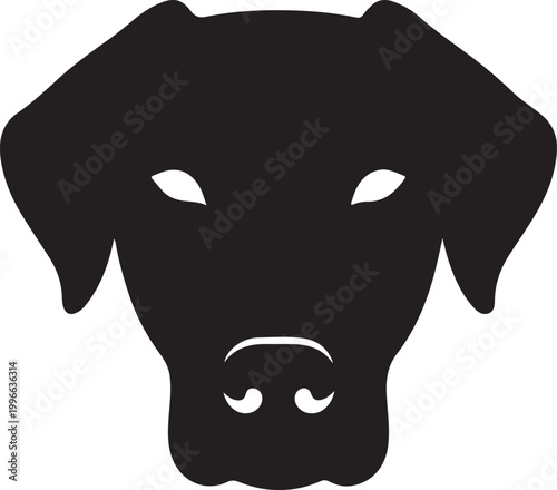 Cute minimalist silhouette of a dog face with floppy ears and simple details