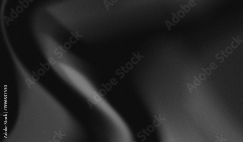 Fotografie Illustration of a luxury, jet black silk or satin fabric with a metallic sheen on its curves and a strong grain texture