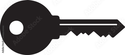 Modern minimalist key icon with simple design isolated on transparent background