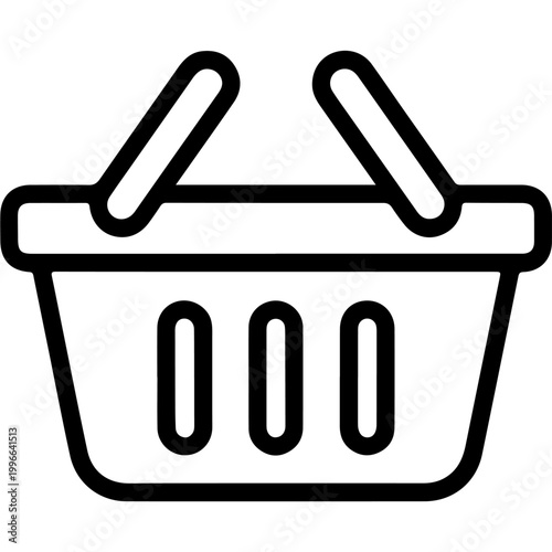 Shopping basket icon with three vertical lines
