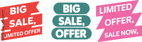 Sale offer stickers and labels for discount promotion advertising  various colorful banners