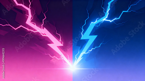 Striking Contrasts A Vivid Dual Lightning Bolt Illustration Representing Opposing Forces