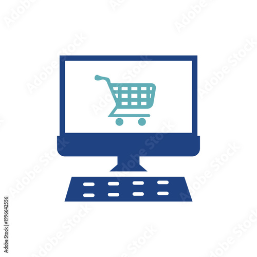 Laptop Shopping Online Icon Modern