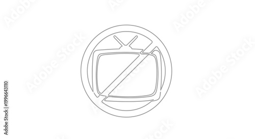 No Television Icon, Forbidden Symbol, Prohibition Sign, Entertainment Ban