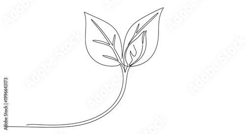 Minimalist Sprout Outline - Growth Concept